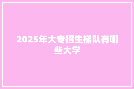 2025年大专招生梯队有哪些大学