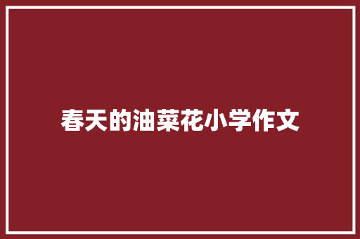春天的油菜花小学作文