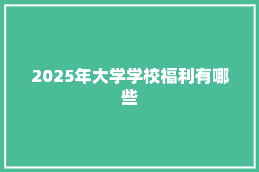 2025年大学学校福利有哪些