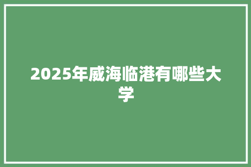 2025年威海临港有哪些大学