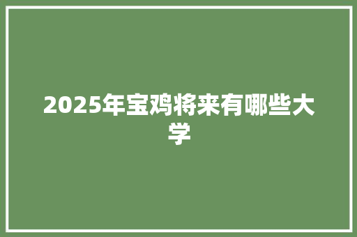 2025年宝鸡将来有哪些大学