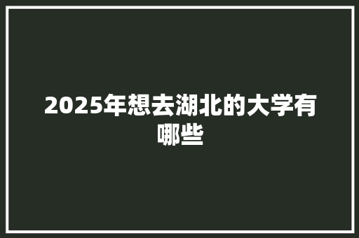 2025年想去湖北的大学有哪些