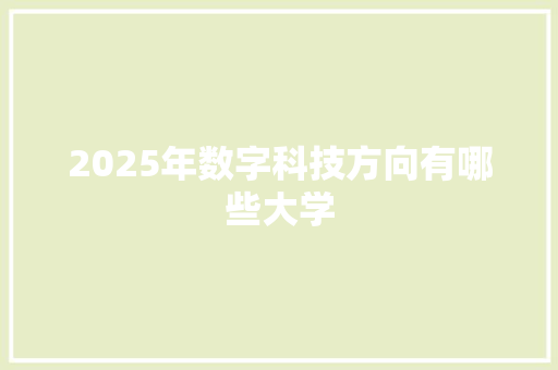 2025年数字科技方向有哪些大学