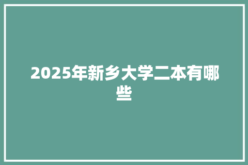 2025年新乡大学二本有哪些