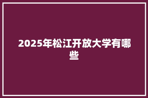 2025年松江开放大学有哪些