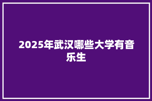 2025年武汉哪些大学有音乐生