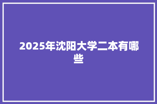2025年沈阳大学二本有哪些