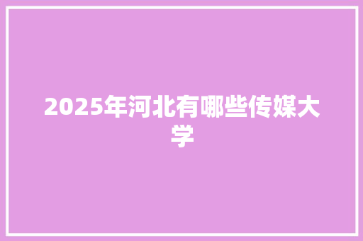 2025年河北有哪些传媒大学