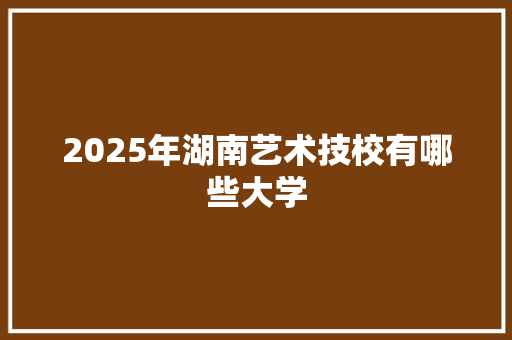 2025年湖南艺术技校有哪些大学