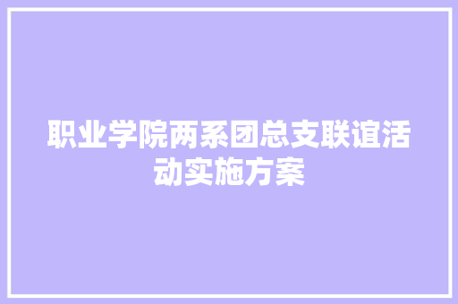 职业学院两系团总支联谊活动实施方案 报告写作