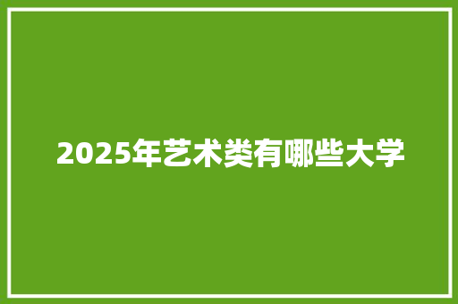 2025年艺术类有哪些大学