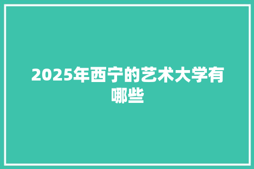 2025年西宁的艺术大学有哪些