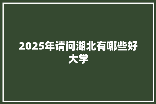 2025年请问湖北有哪些好大学