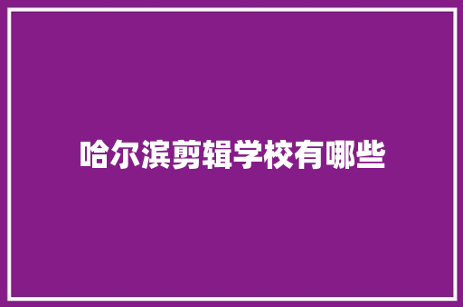哈尔滨剪辑学校有哪些