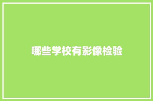哪些学校有影像检验 写作技巧