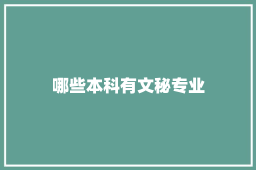 哪些本科有文秘专业 商业文案