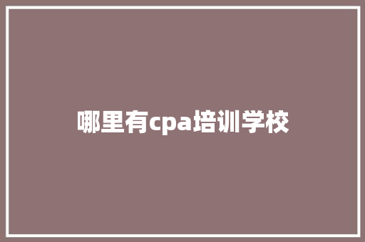哪里有cpa培训学校