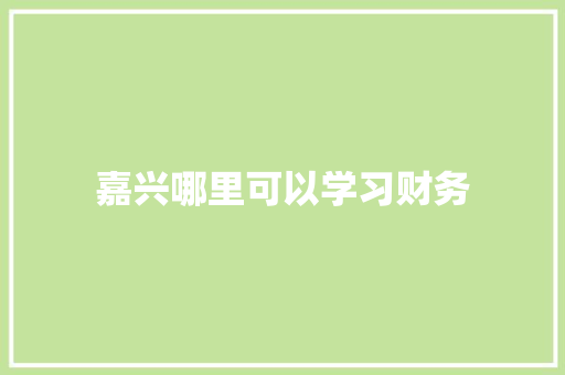 嘉兴哪里可以学习财务