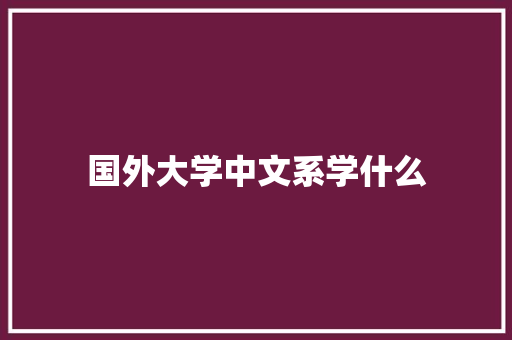 国外大学中文系学什么