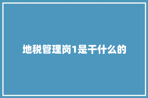 地税管理岗1是干什么的 写作技巧