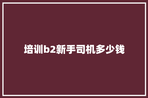 培训b2新手司机多少钱