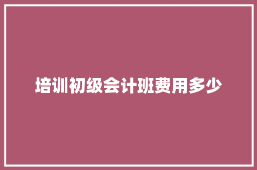 培训初级会计班费用多少