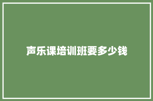 声乐课培训班要多少钱