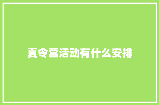 夏令营活动有什么安排