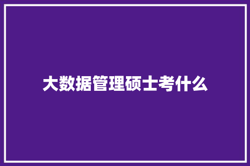 大数据管理硕士考什么