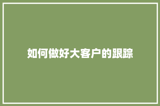 如何做好大客户的跟踪