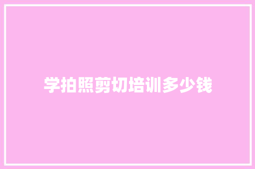 学拍照剪切培训多少钱