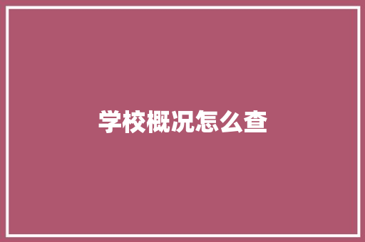 学校概况怎么查
