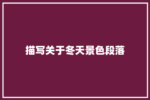 描写关于冬天景色段落