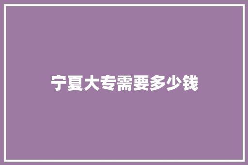 宁夏大专需要多少钱