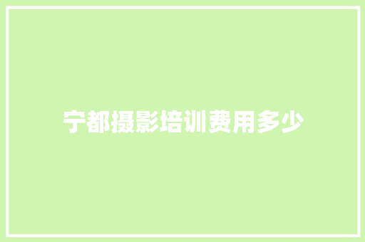 宁都摄影培训费用多少