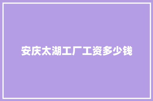 安庆太湖工厂工资多少钱