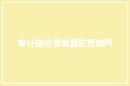 审计造价员发展前景如何