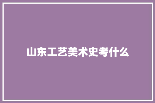 山东工艺美术史考什么