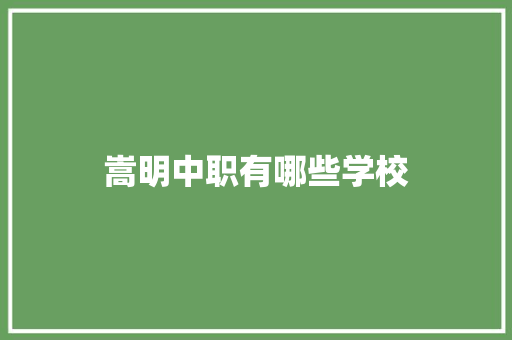 嵩明中职有哪些学校