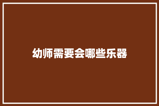 幼师需要会哪些乐器