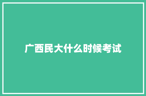 广西民大什么时候考试