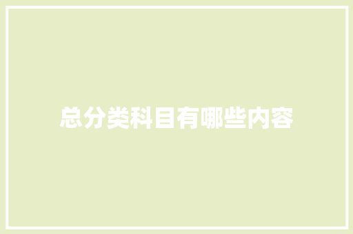总分类科目有哪些内容