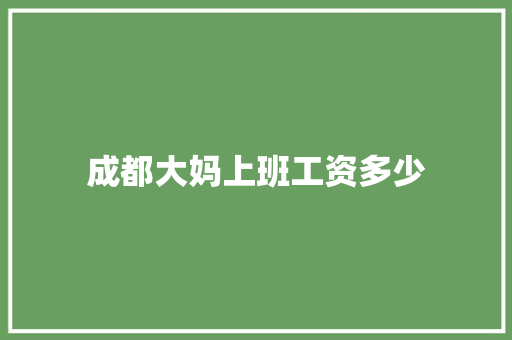 成都大妈上班工资多少