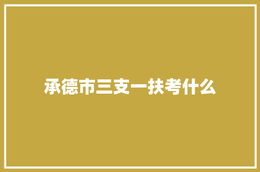承德市三支一扶考什么