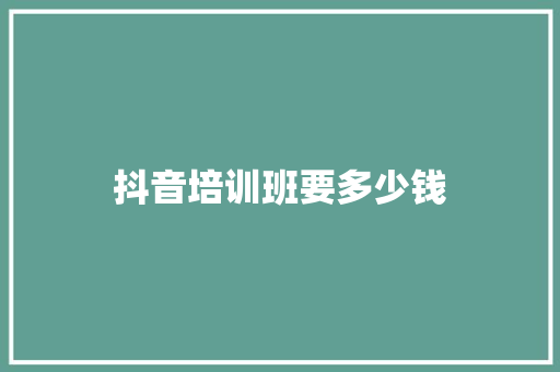 抖音培训班要多少钱