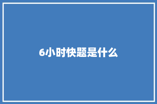 6小时快题是什么