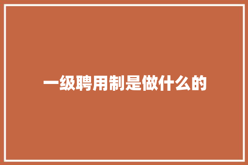 一级聘用制是做什么的