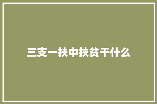 三支一扶中扶贫干什么 商业文案