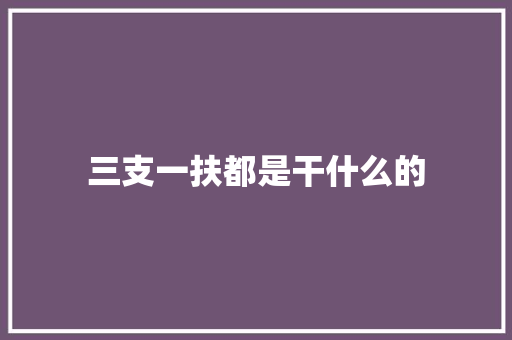 三支一扶都是干什么的