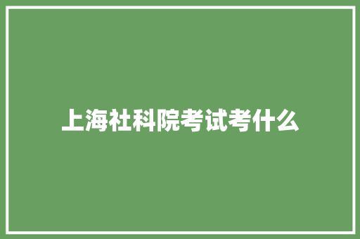 上海社科院考试考什么